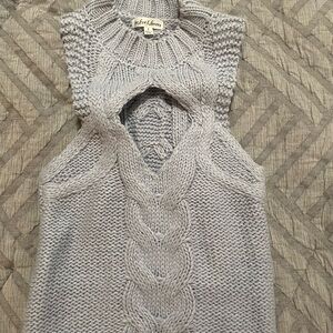 For Love & Lemons Gray Cowl Neck Sweater with Cable Knit